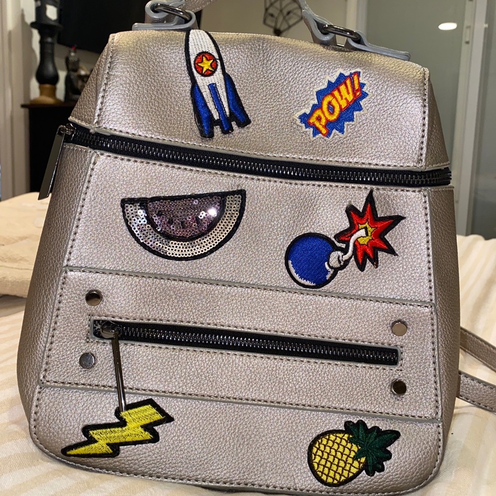 Retro Patchwork Silver Backpack - image 1
